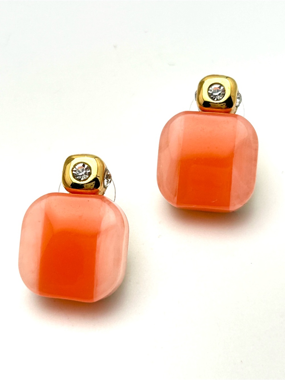 Kate Spade Peach/Orange Jeweled Block Earrings